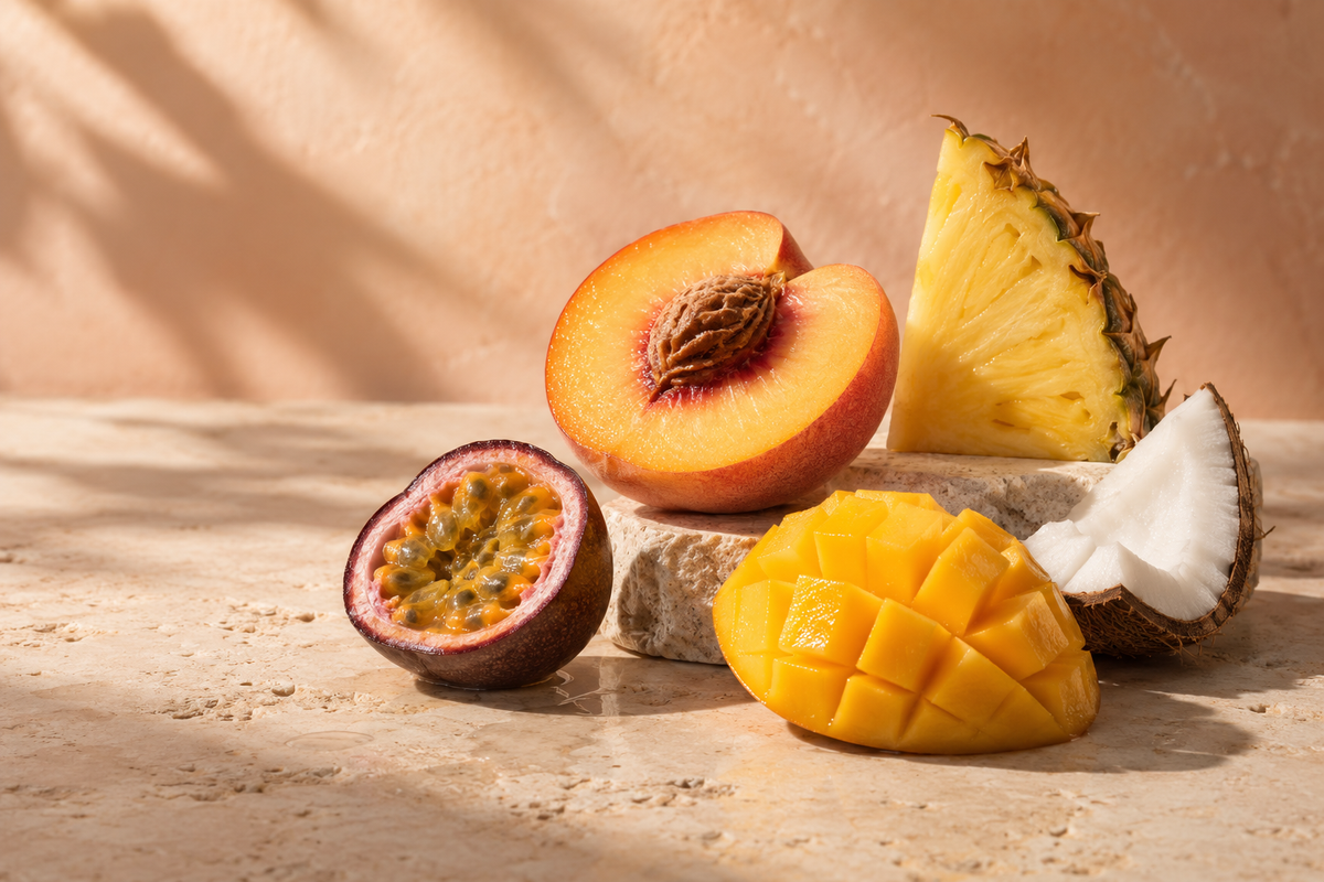 Editorial fruit category artwork for Dr. White’s oral care
