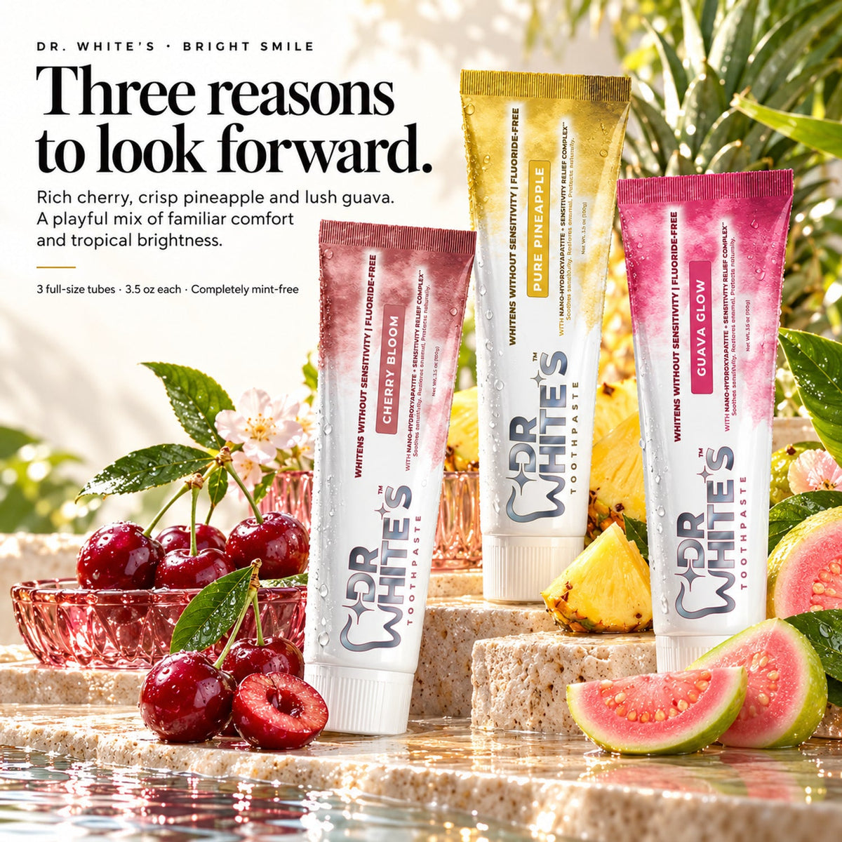 Dr. White’s Fruit by Design™ Bright Smile Trio — Sensory flavor overview
